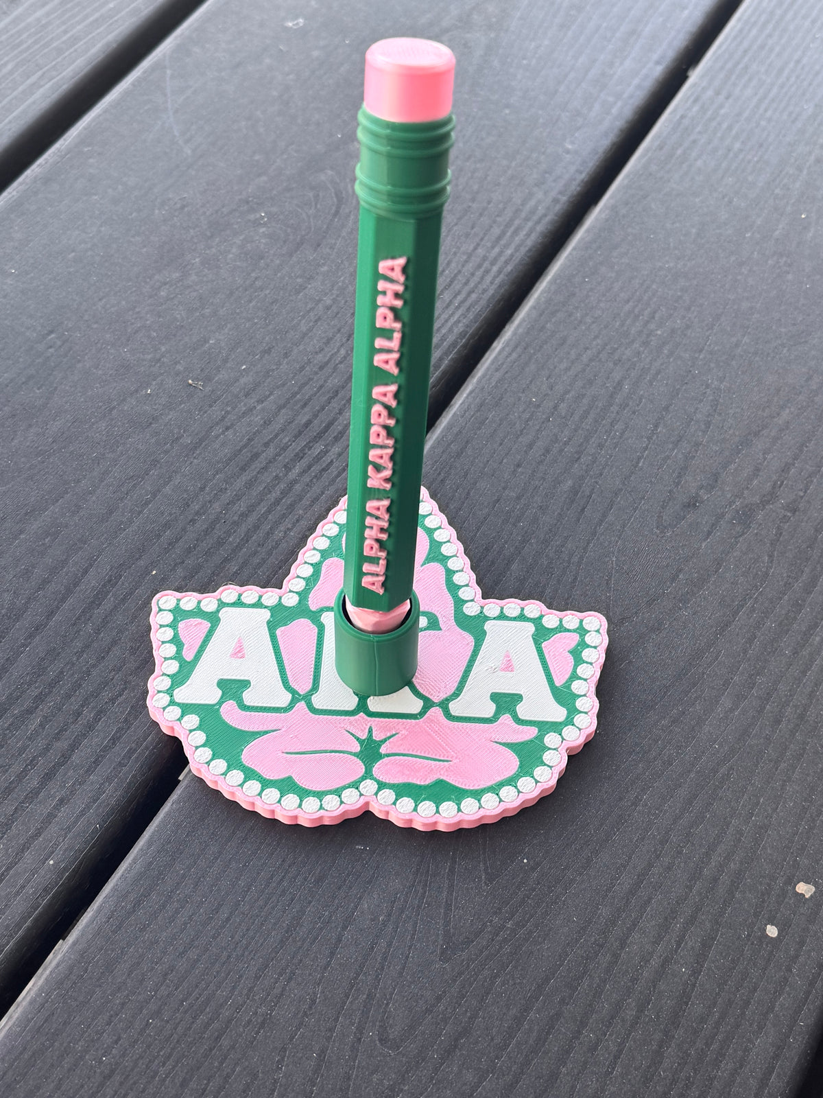 Pink & Green Inspired 3D Printed Pen & Badge Reel Set