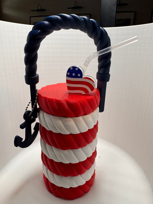 Patriotic Nautical Can Holder | Insulated Drink Caddy