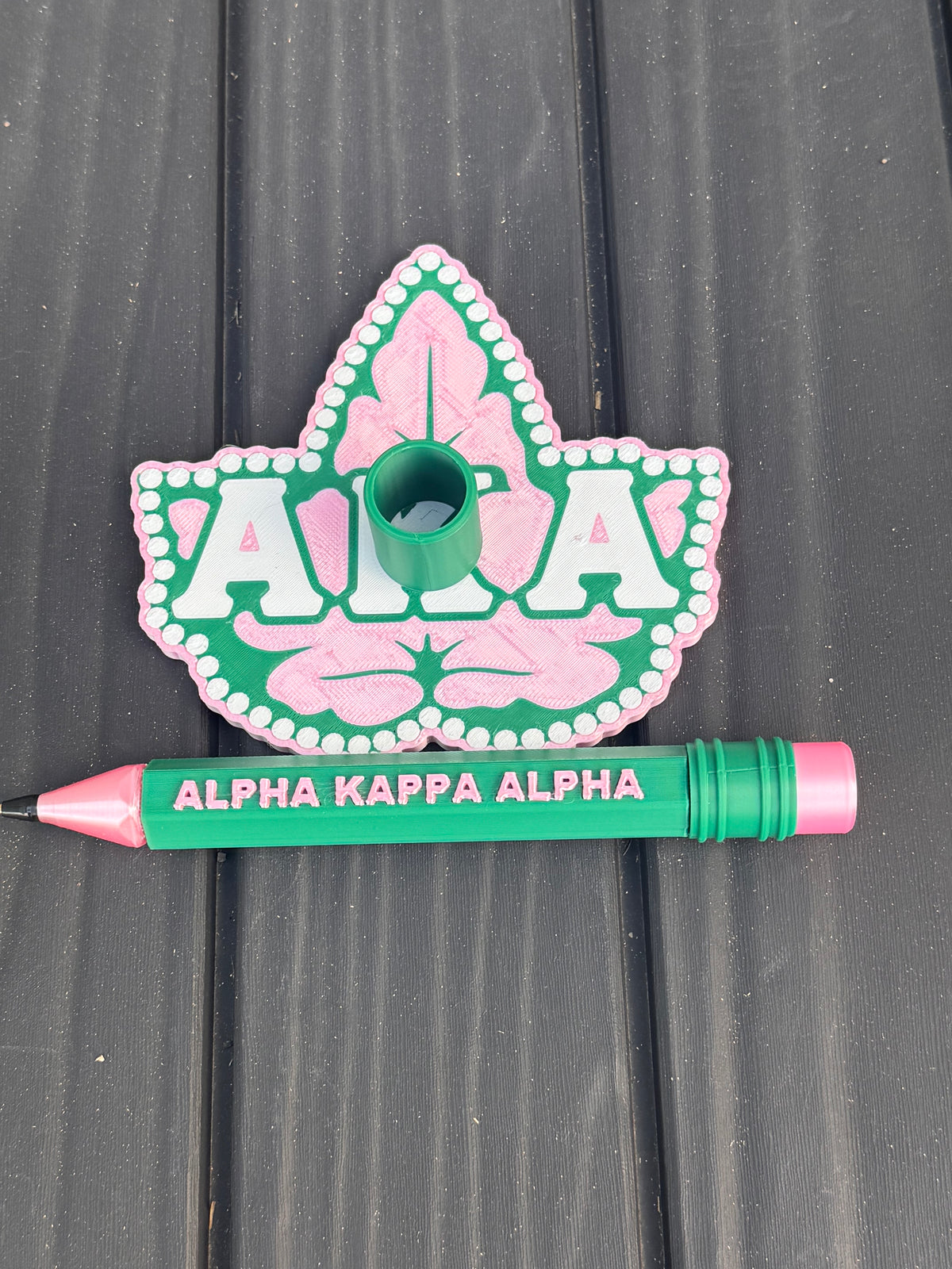 Pink & Green Inspired 3D Printed Pen & Badge Reel Set