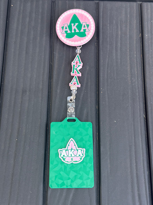 Pink & Green Inspired 3D Printed Pen & Badge Reel Set