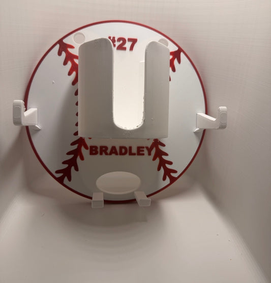 Custom Baseball Dugout Caddy – Personalized Name & Number | Bat, Glove, Bag & Water Bottle Holder for Fences