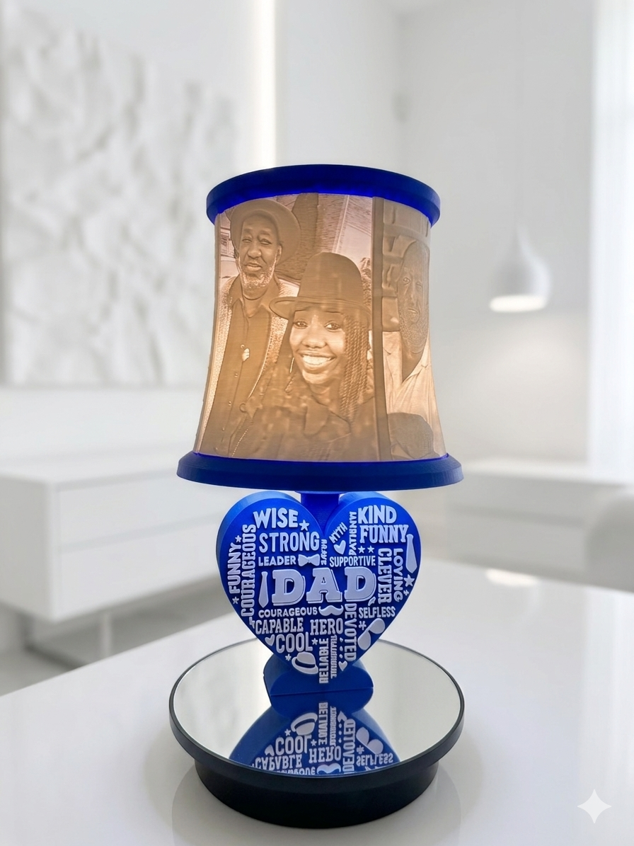 Heart Shaped "Dad" Lamp and Shade Set
