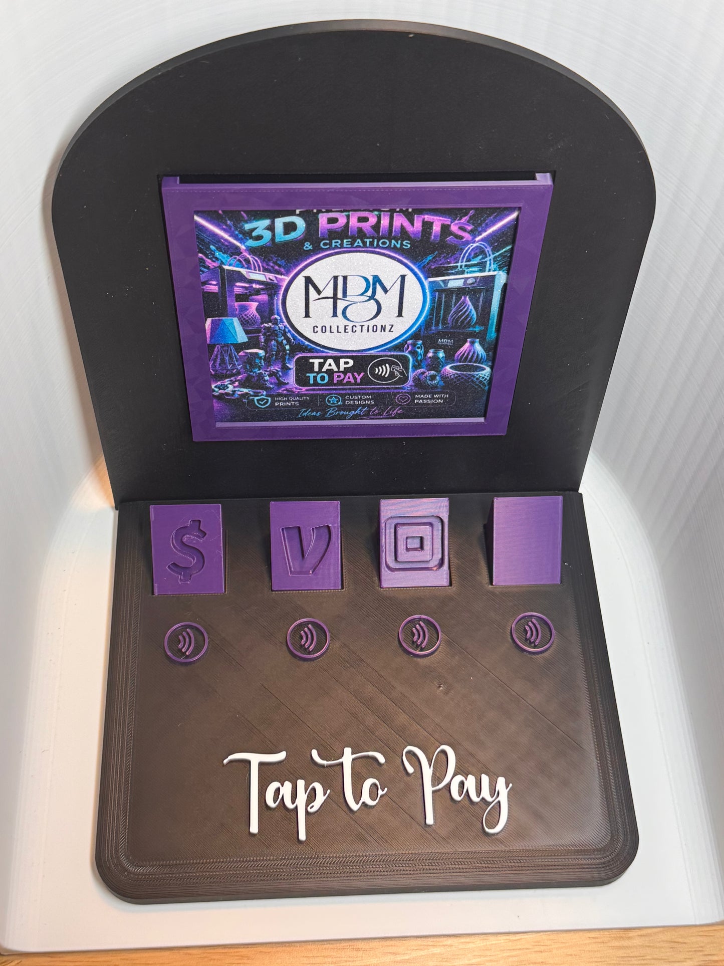 Custom 3D Printed Tap to Pay NFC Display Stand | Small Business Vendor Display
