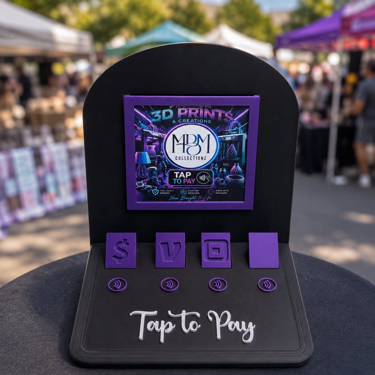 Custom 3D Printed Tap to Pay NFC Display Stand | Small Business Vendor Display