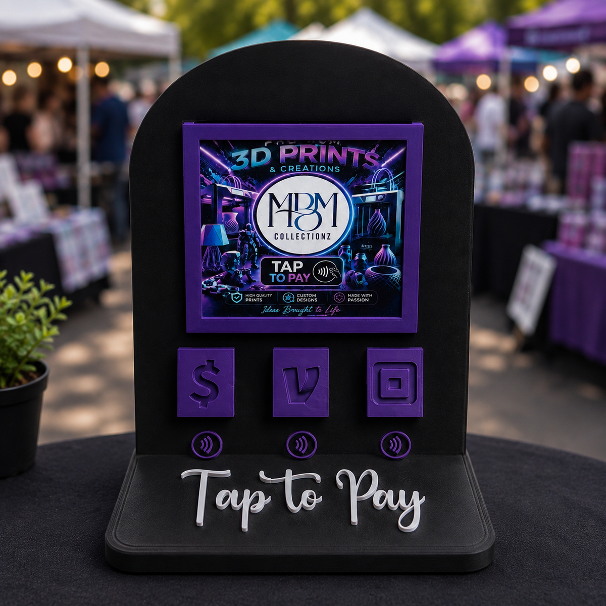 Custom 3D Printed Tap to Pay NFC Display Stand | Small Business Vendor Display