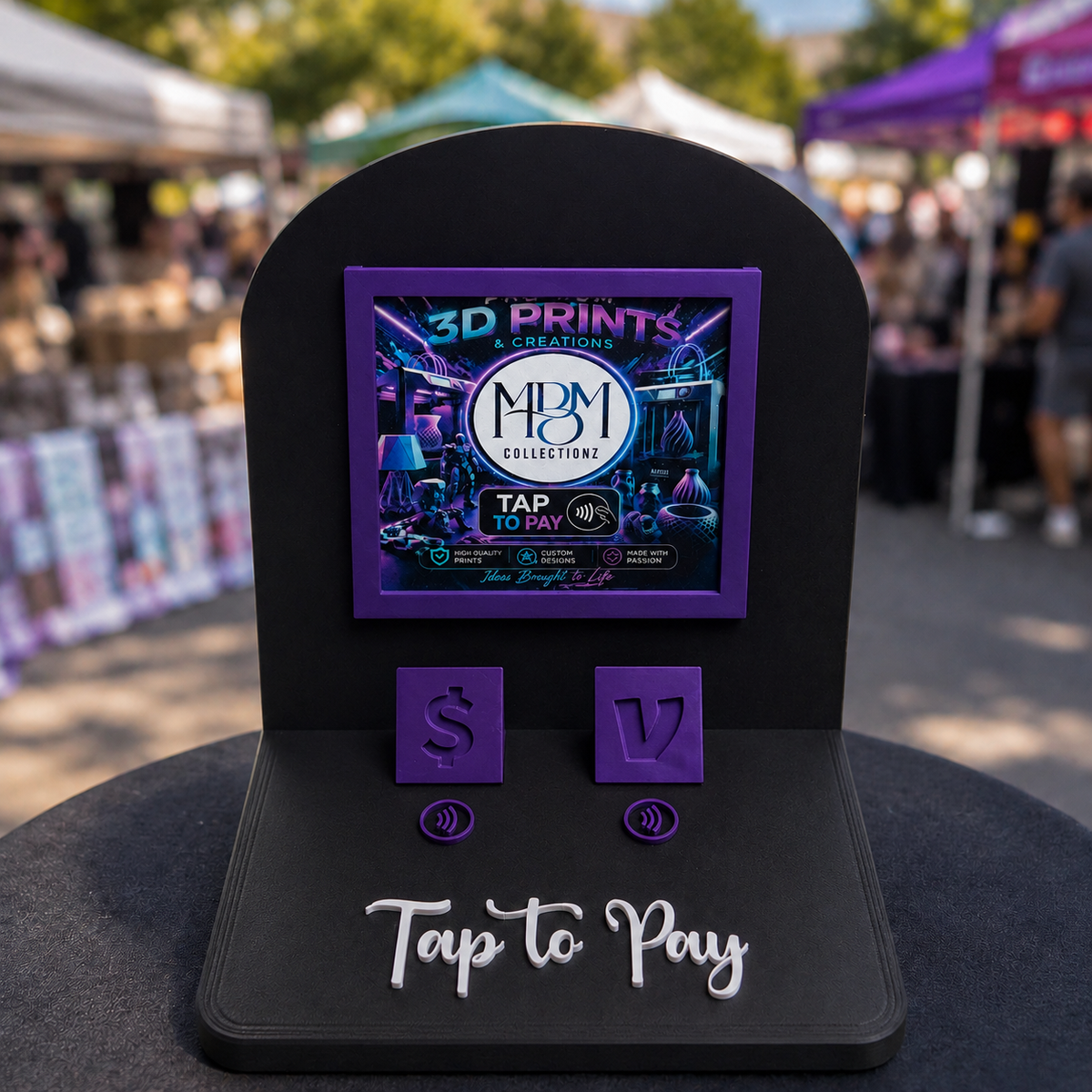 Custom 3D Printed Tap to Pay NFC Display Stand | Small Business Vendor Display