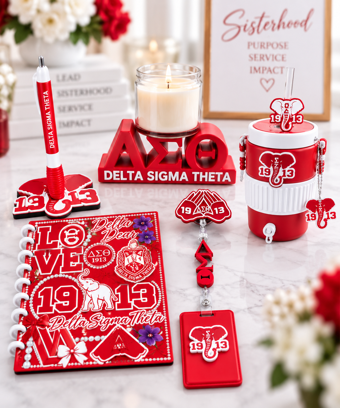 Red & White Desk & Gift Set