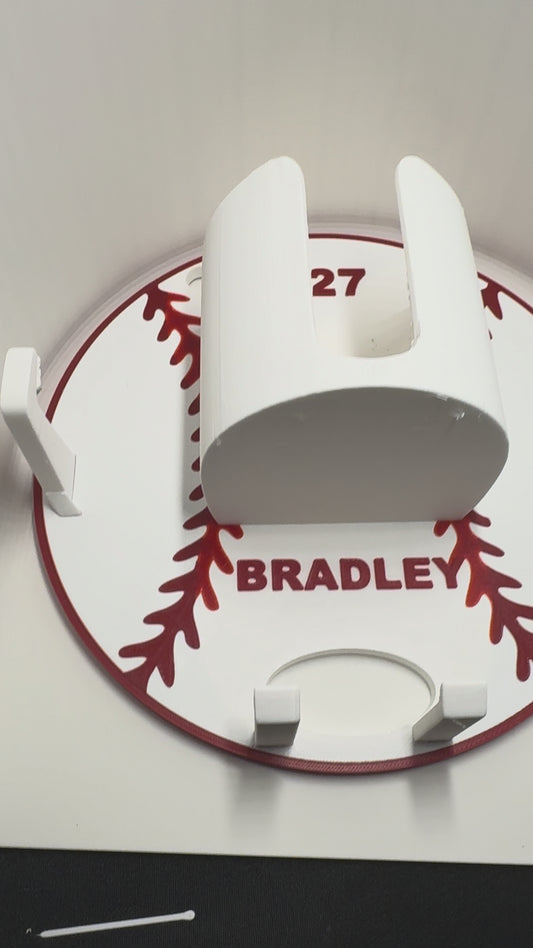 Custom Baseball Dugout Caddy – Personalized Name & Number | Bat, Glove, Bag & Water Bottle Holder for Fences